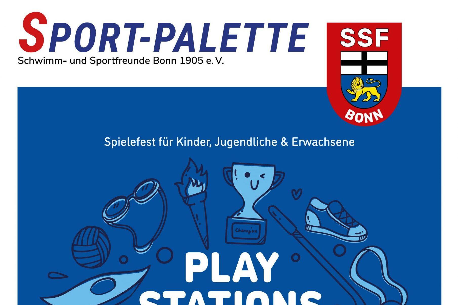 Plakat für ein Spielefest im Sportpark Nord, Datum 11.07.26, Uhrzeit 12-17 Uhr, mit bunten Sportmotiven sowie Infos zu Aktivitäten.