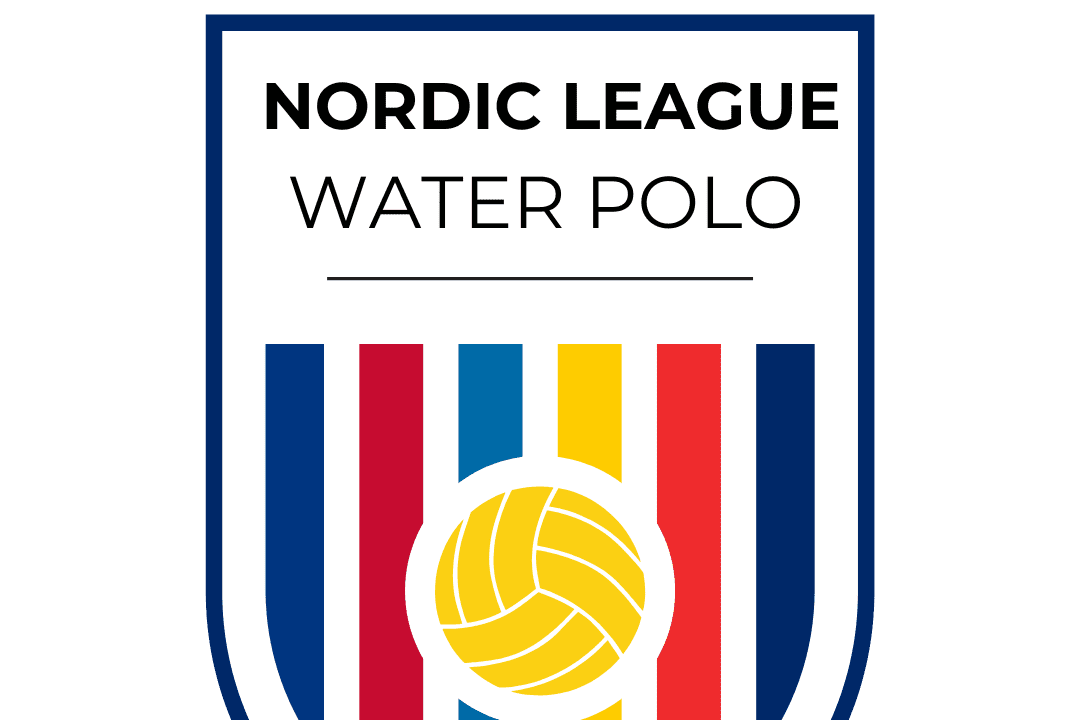Logo der Nordic League Water Polo mit bunten Streifen und einem Wasserball in der Mitte.