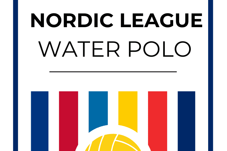 Logo der Nordic League für Wasserball mit bunten Streifen und einem Ball in der Mitte.