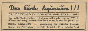 Einladung zum bunten Aquarium aus der Vereinszeitschrift "Der Schwimmer" vom Februar 1949