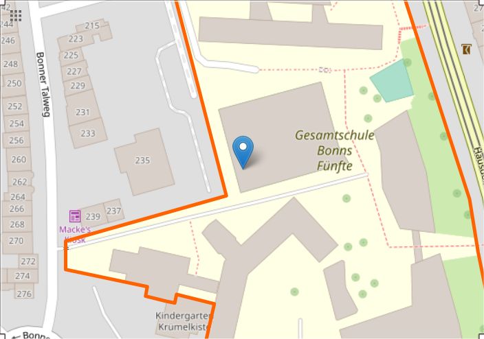 Open Street Map: Sporthalle von Bonns Fünfte