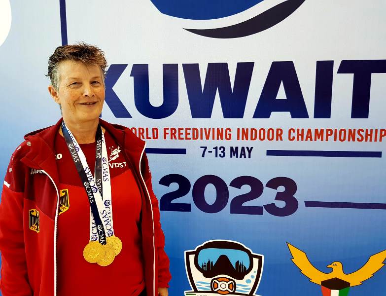 3 Weltmeistertitel für Ute Weinrich bei der Apnoe WM in Kuwait
