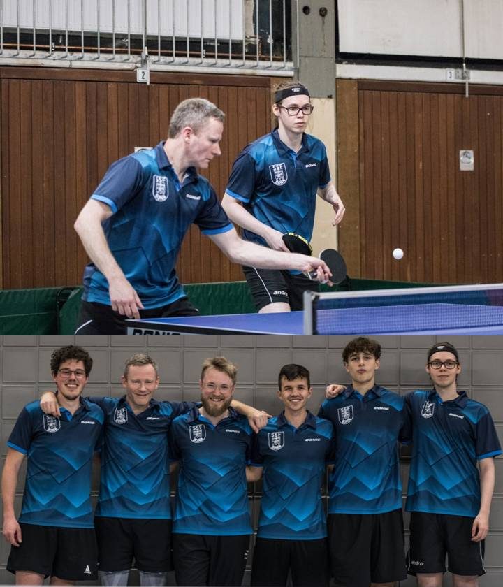 Böhm/Burgunder im Doppel sowie das Team der 1. Herren (Foto: Uwe Tietz)