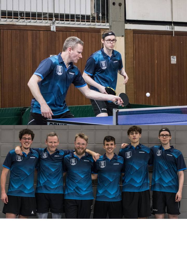 Böhm/Burgunder im Doppel sowie das Team der 1. Herren (Foto: Uwe Tietz)