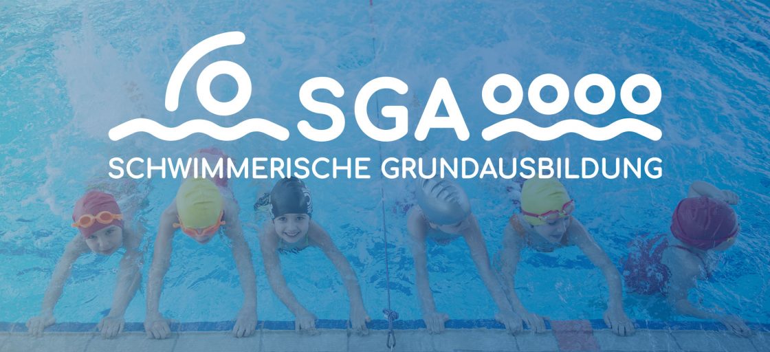 happy children kids group at swimming pool class learning to swim.